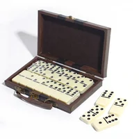 

Professional Custom Plastic Ivory Domino Game Toy Set In Leather Box