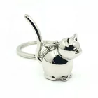 Hot sale zinc alloy silver plated 3D cat keychain