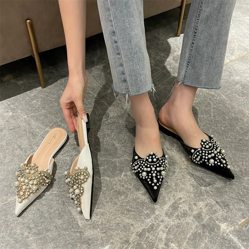 Spring / autumn fashion sexy women's shoes elegant Beaded crystal stitched slippers thin heel Slippers NEW 2021
Spring / autumn fashion sexy women's shoes elegant Beaded crystal stitched slippers thin heel Slippers NEW 2021