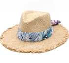 natural raffia straw classic panama style hat beach sun protect