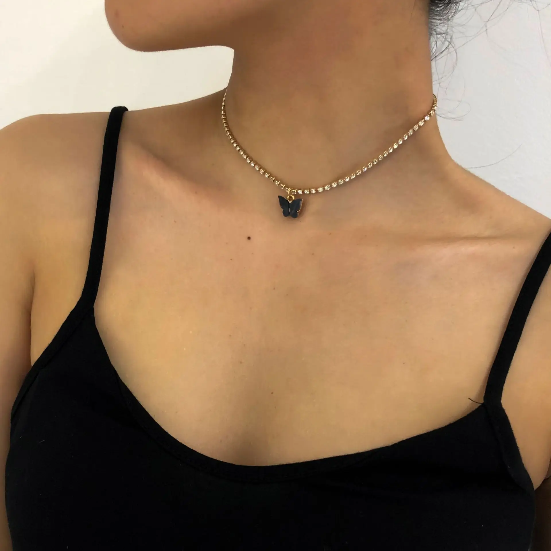 Ding yi Explosive all-match short diamond necklace female simple fashion single color butterfly anklet 2021, Colorful
Ding yi Explosive all-match short diamond necklace female simple fashion single color butterfly anklet 2021, Colorful