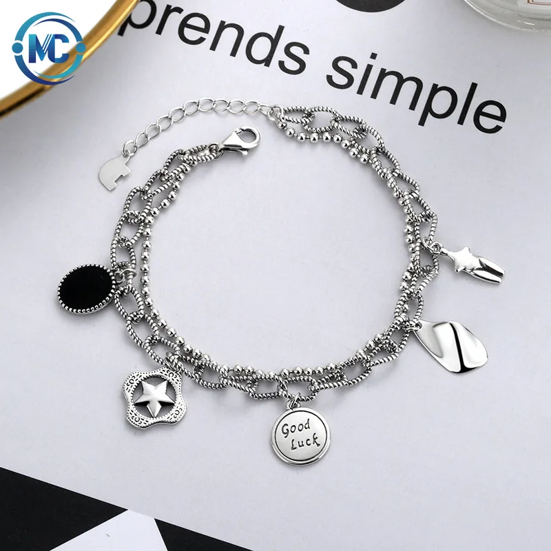 2021 Amazon Hot Selling Personalized Fashion Multilayer Good Lucky Bracelet 925 Silver Women, As the picture
2021 Amazon Hot Selling Personalized Fashion Multilayer Good Lucky Bracelet 925 Silver Women, As the picture