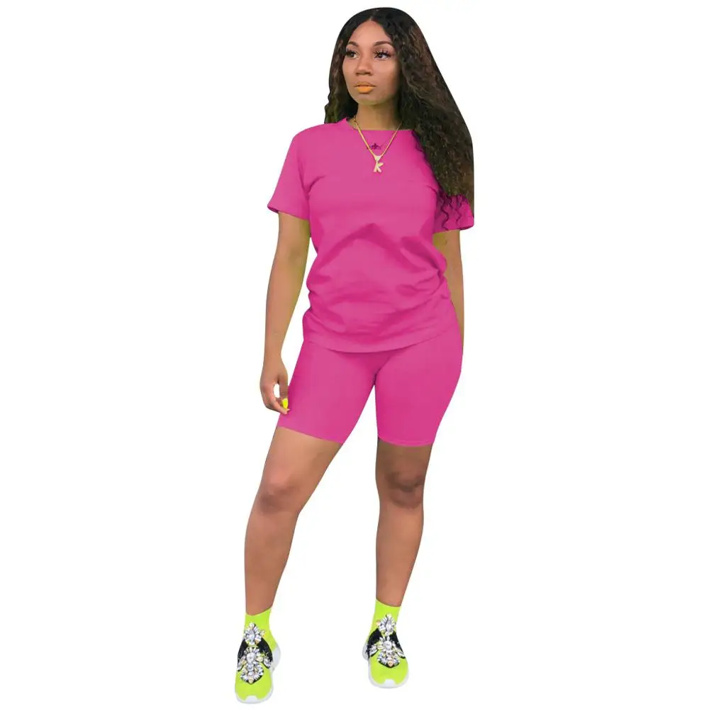 Neon 2 Piece Set Women Tracksuit Festival Clothing Crop Top And Biker