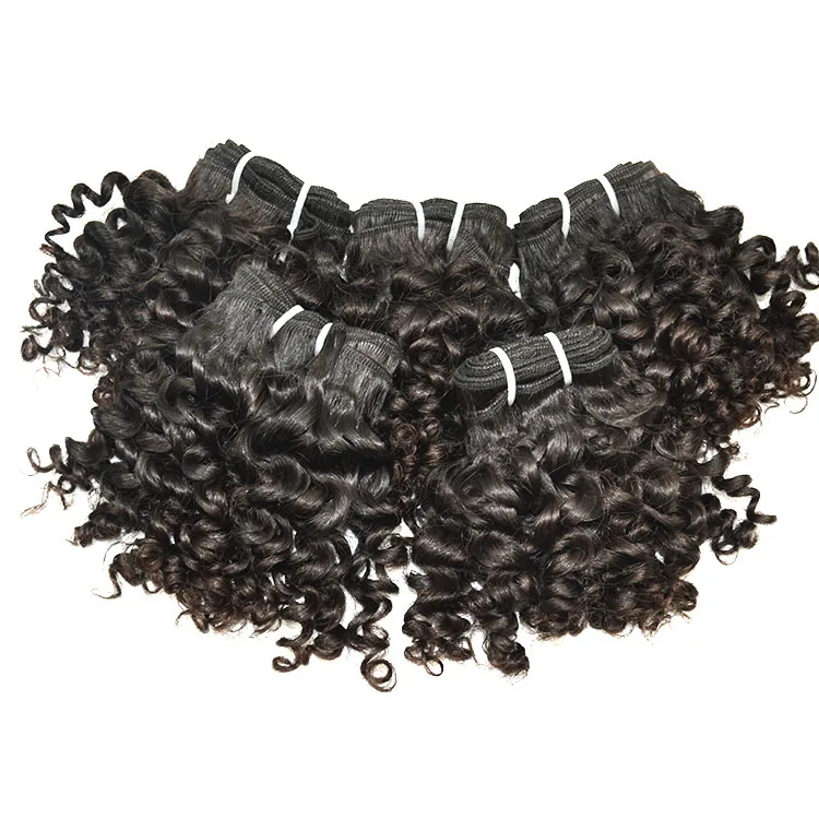 

Cheap Good Quality Free Sample 8inch Virgin Remy Brazilian Hair Kinky Curl Bundles, Nature color black & brown
