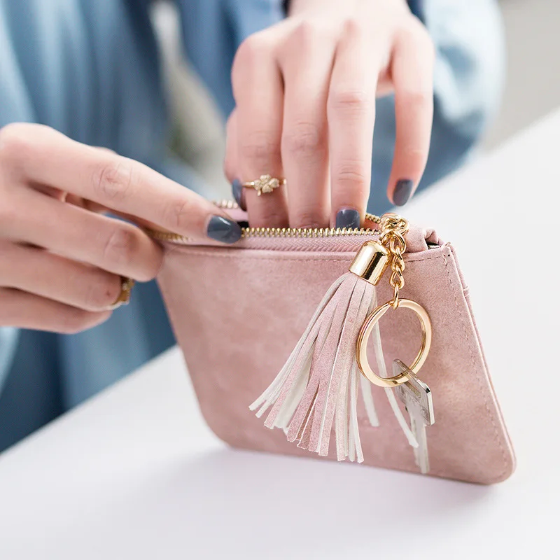 Coin Purse Leather Women Short Zipper Tassel Student Cute Mini Coin Bag Small Wallet Keychain Bag Wallets, Black/beige/pink/navy/green
Coin Purse Leather Women Short Zipper Tassel Student Cute Mini Coin Bag Small Wallet Keychain Bag Wallets, Black/beige/pink/navy/green