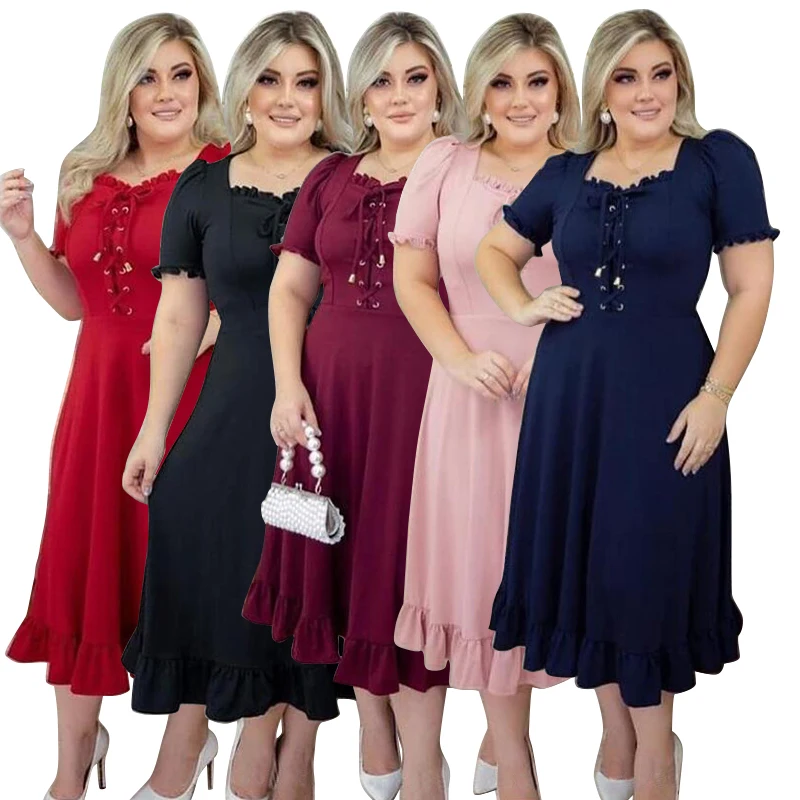 2021 hot sale sweet elegant casual short sleeves lady women plus size oversized dress for lady, Black,pink,red,purple,blue
2021 hot sale sweet elegant casual short sleeves lady women plus size oversized dress for lady, Black,pink,red,purple,blue