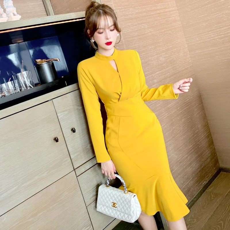 2021 Spring New Women's Stand Collar Hollow Slim Elegant Mermaid Long Dress, Picture color
2021 Spring New Women's Stand Collar Hollow Slim Elegant Mermaid Long Dress, Picture color