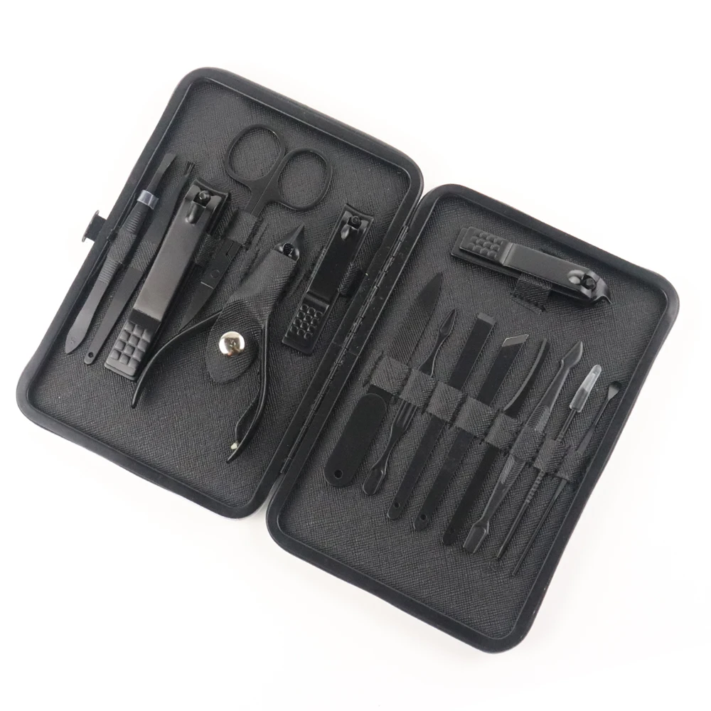 Support OEM 15pcs Black Stainless Steel Manicure Set Men Travel Grooming Kit For gift Creative shop supermarket custom logo, Customized color
Support OEM 15pcs Black Stainless Steel Manicure Set Men Travel Grooming Kit For gift Creative shop supermarket custom logo, Customized color