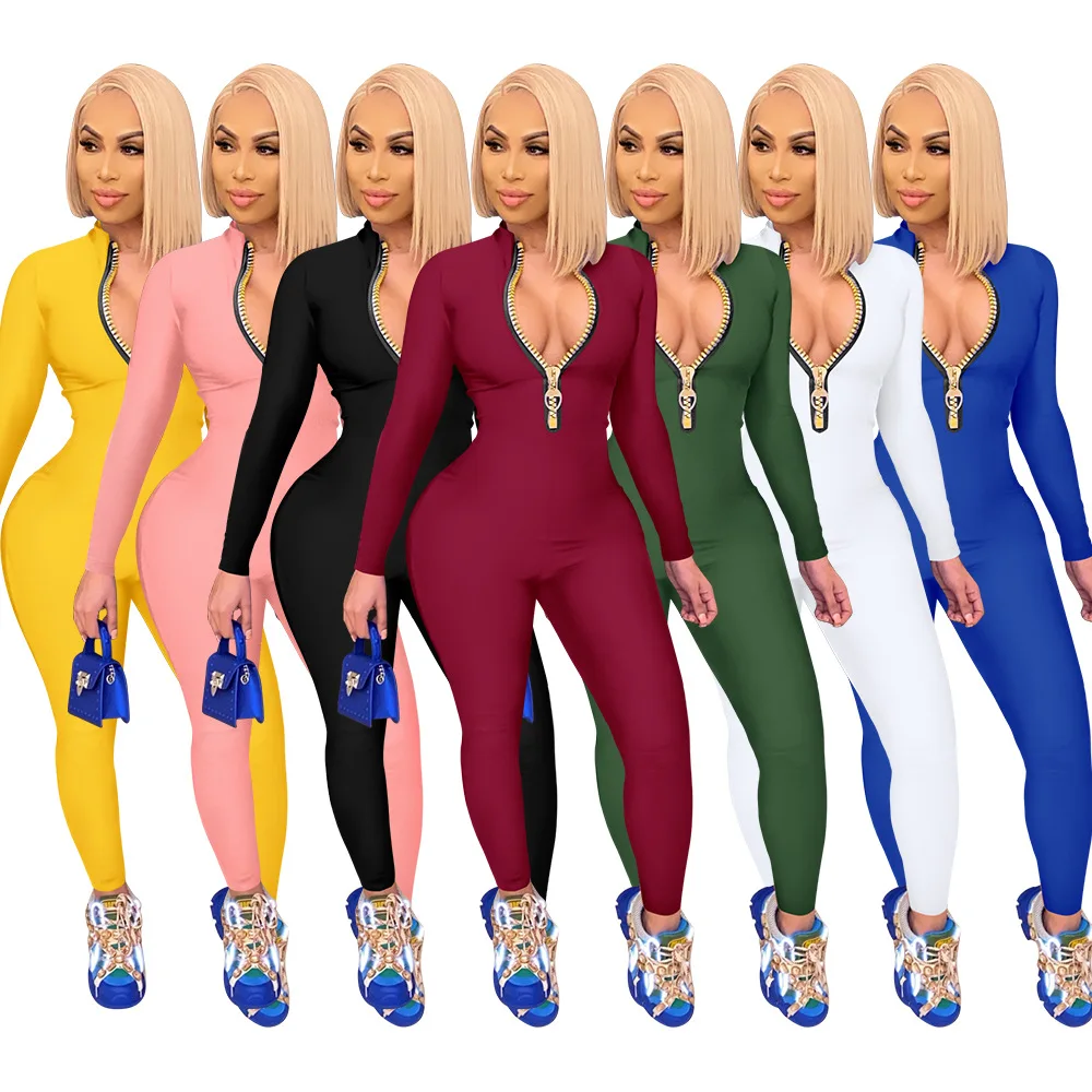 2021 fall jumpsuit solid color winter long sleeve zipper up women bodycon one piece rompers and jumpsuit rompers, Picture shows
2021 fall jumpsuit solid color winter long sleeve zipper up women bodycon one piece rompers and jumpsuit rompers, Picture shows
