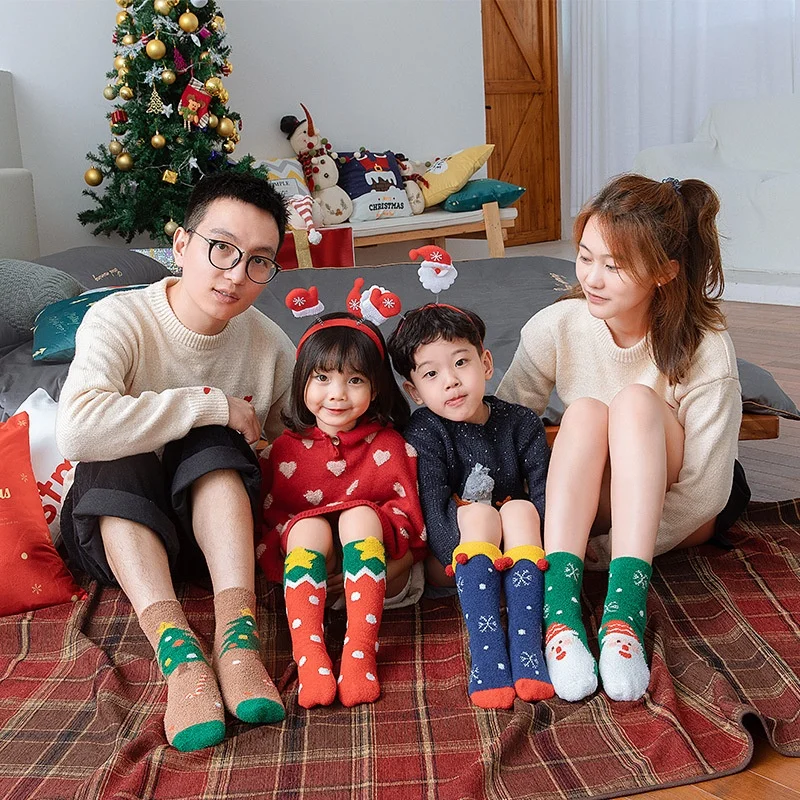 Children & parents coral fleece family socks Christmas themed set 4 pairs kids warm socks, Pantone color
Children & parents coral fleece family socks Christmas themed set 4 pairs kids warm socks, Pantone color