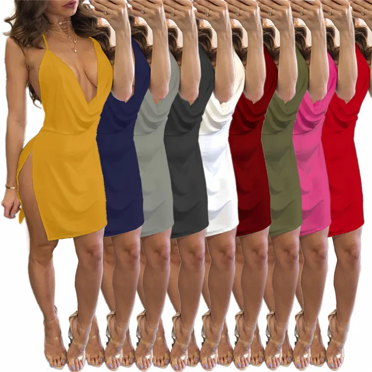 Sexy Deep V-Neck Halter Backless Slit Mini Party Club Short Skirt Bodycon Dress, Customized color
Sexy Deep V-Neck Halter Backless Slit Mini Party Club Short Skirt Bodycon Dress, Customized color