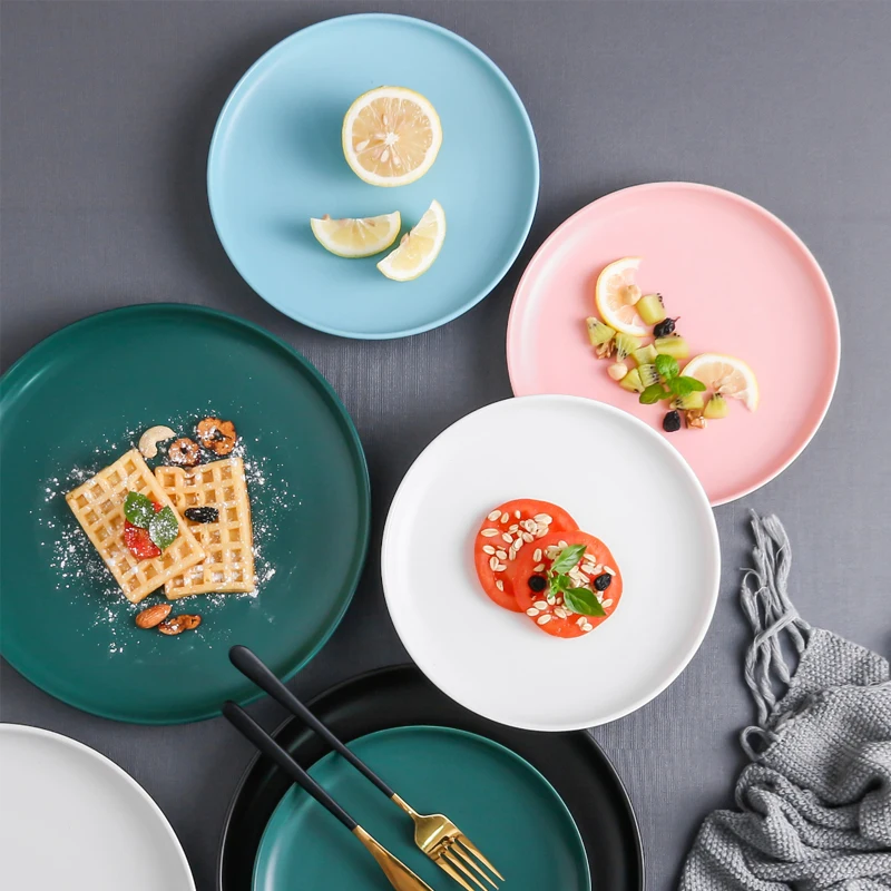 Wholesale Nordic 10.5-Inch Matte Colored Dinnerwareset Round Ceramic Plate, Matt black white blue green pink yellow
Wholesale Nordic 10.5-Inch Matte Colored Dinnerwareset Round Ceramic Plate, Matt black white blue green pink yellow
