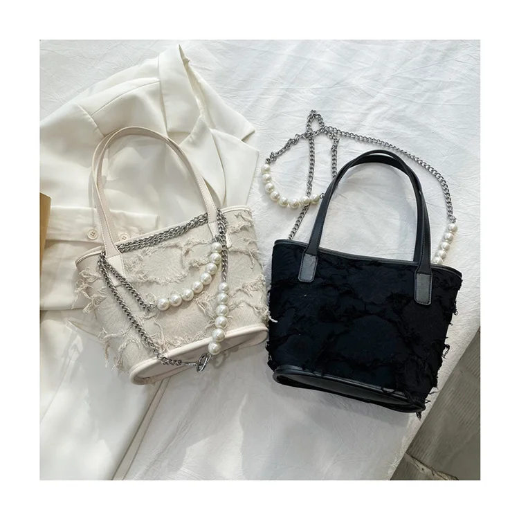 Designer Women Canvas Tote Frilled Tassel Beggar Handbags Luxury Ladies Pearl Chain Crossbody Bags Female Brands Small Handbags
Designer Women Canvas Tote Frilled Tassel Beggar Handbags Luxury Ladies Pearl Chain Crossbody Bags Female Brands Small Handbags