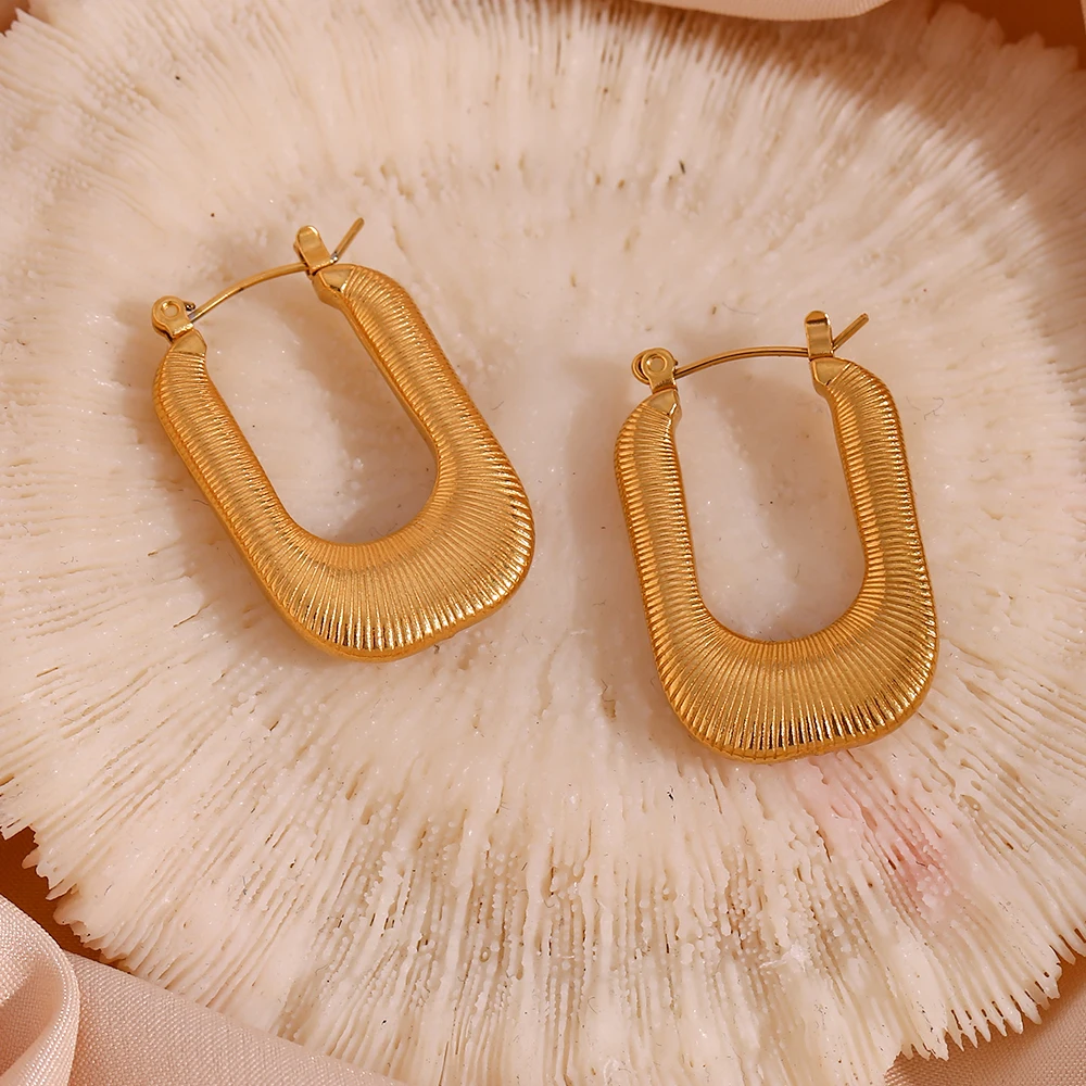 Drop Shipping 2023 Texture U Shape Hoop Earring Gold Plated Stainless Steel Jewelry Making Supplies
Drop Shipping 2023 Texture U Shape Hoop Earring Gold Plated Stainless Steel Jewelry Making Supplies