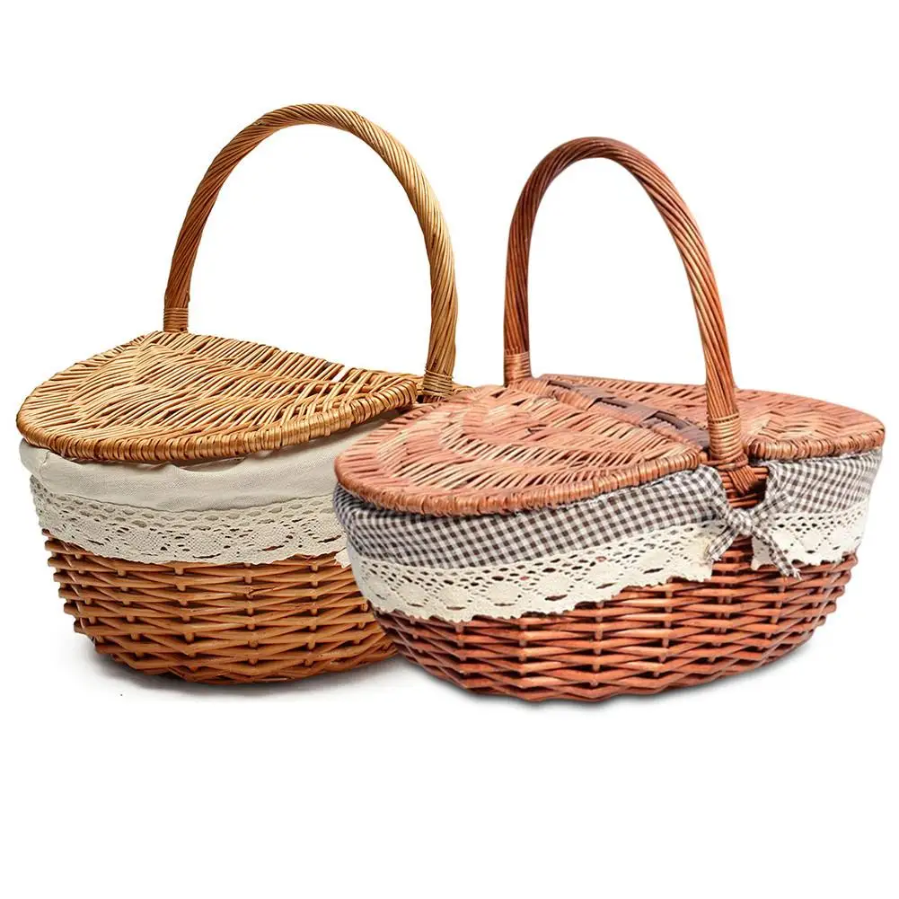 Hand Made Wicker Basket Wicker Camping Picnic Basket Shopping Storage Hamper With Lid And Handle Wooden Home Garden Decoration
Hand Made Wicker Basket Wicker Camping Picnic Basket Shopping Storage Hamper With Lid And Handle Wooden Home Garden Decoration