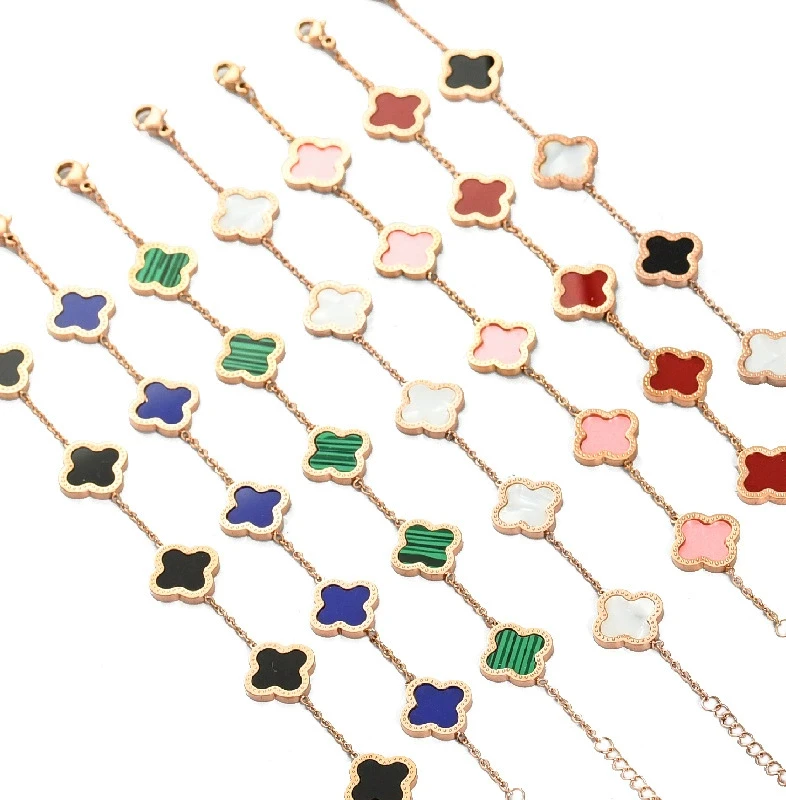 2022 Fashion Jewelry Lucky Ladies Four Leaf Clover adjustable Bracelet 18K Gold Plated Stainless Steel Bracelet, Rose gold
2022 Fashion Jewelry Lucky Ladies Four Leaf Clover adjustable Bracelet 18K Gold Plated Stainless Steel Bracelet, Rose gold