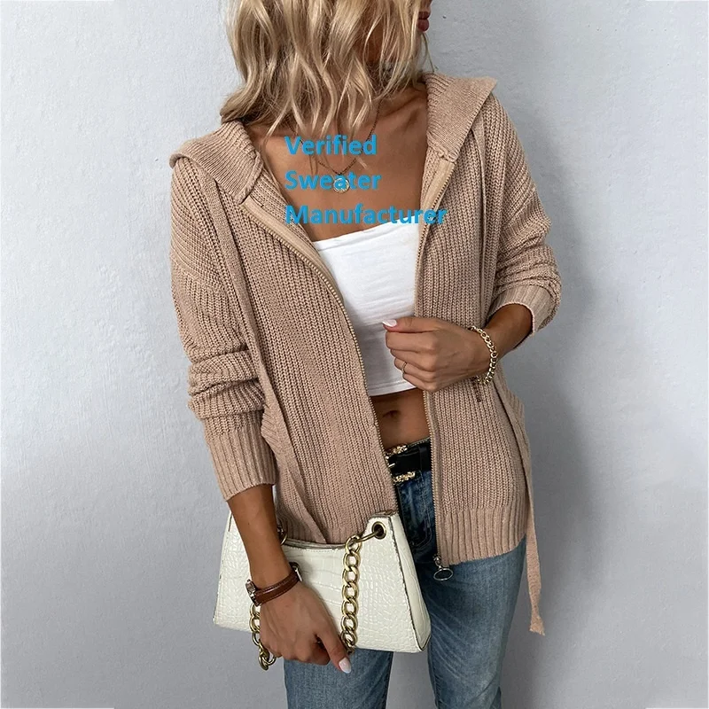 Solid Hoodie Sweater Women Knitwear Manufacturers Fall Winter Ladies Zip Up Sweater Drawstring Pocket Cardigan Sweater Women
Solid Hoodie Sweater Women Knitwear Manufacturers Fall Winter Ladies Zip Up Sweater Drawstring Pocket Cardigan Sweater Women