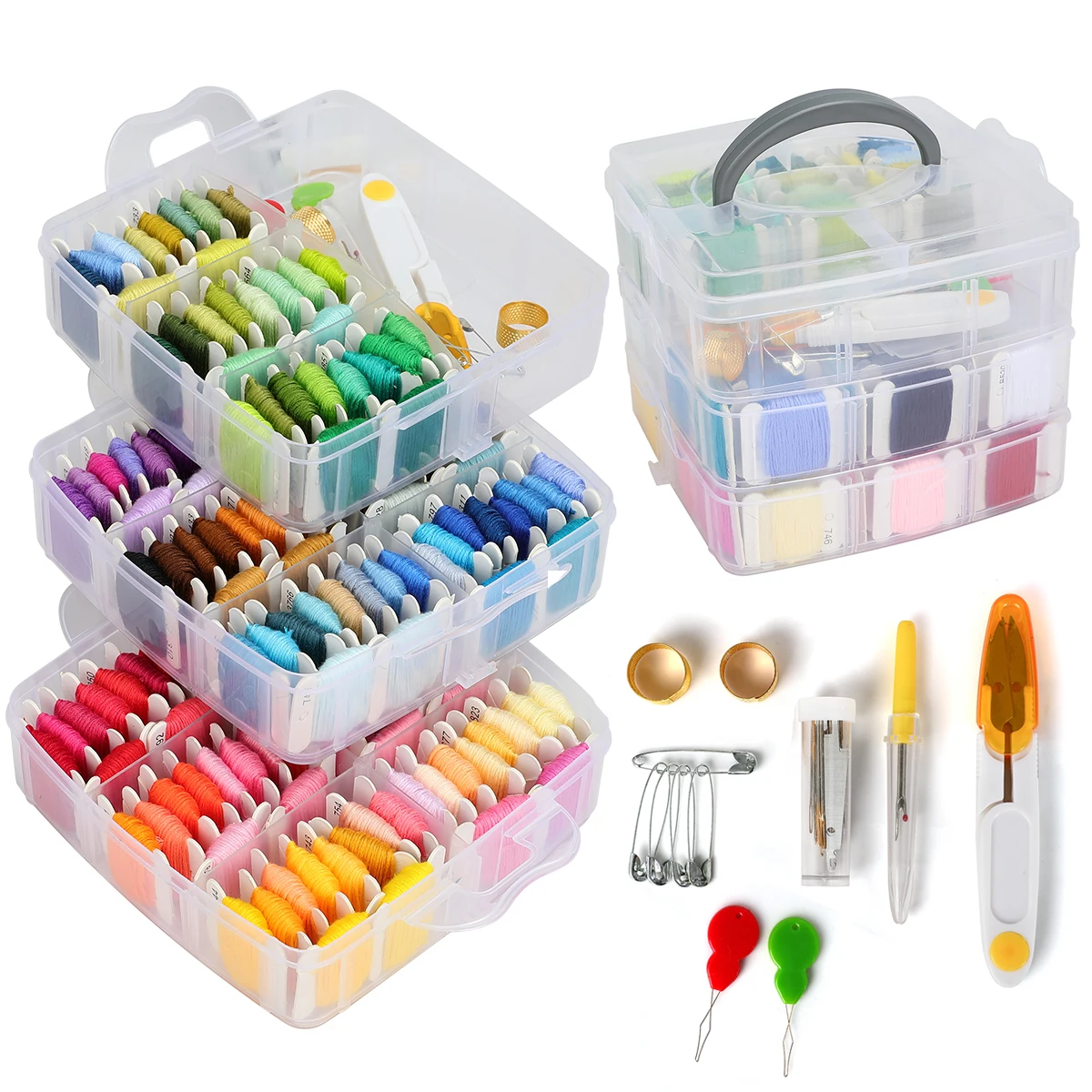 Hot-selling New 163pcs Three-layer plastic knitted storage box portable sewing kit box multi Compartment sewing organizer box
Hot-selling New 163pcs Three-layer plastic knitted storage box portable sewing kit box multi Compartment sewing organizer box
