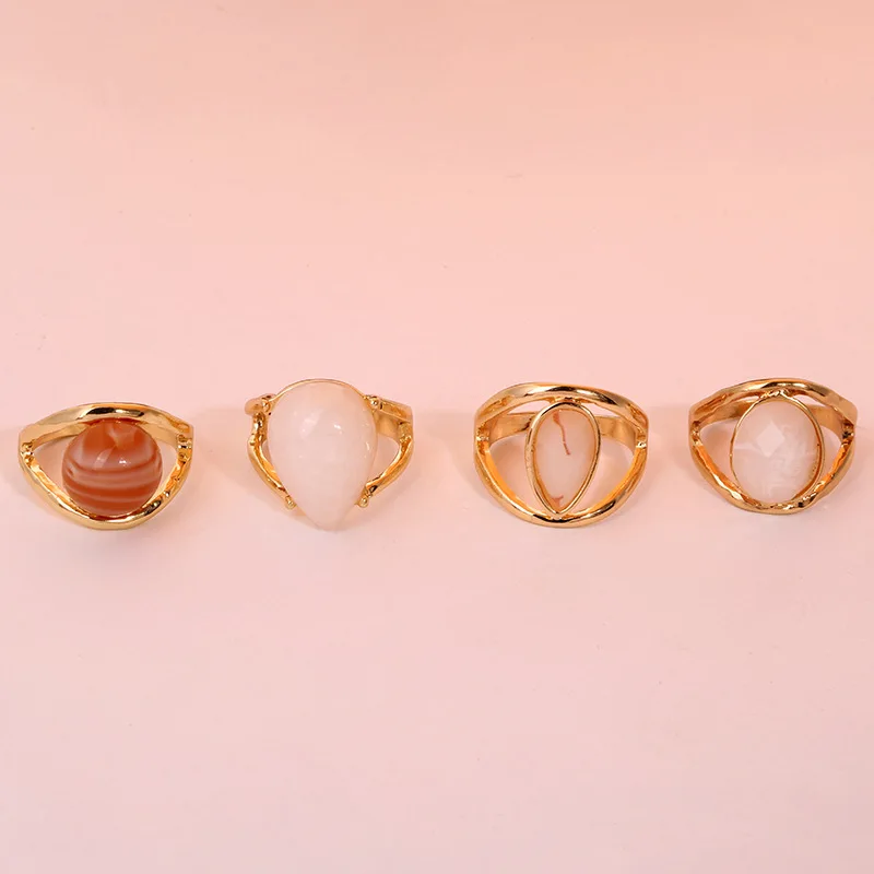 Ding yi Fashion striped resin ring Opel round water drop egg-shaped two-color ring 4-piece suit woman, Gold/sliver
Ding yi Fashion striped resin ring Opel round water drop egg-shaped two-color ring 4-piece suit woman, Gold/sliver
