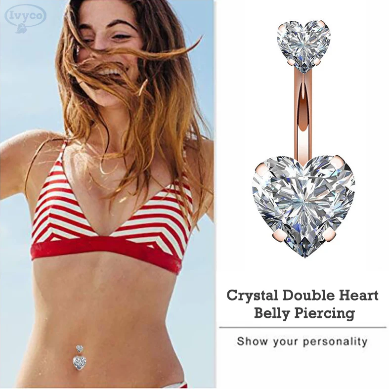 European Crystal Double Heart Belly Piercing Navel Piercing Belly Button Rings Body Jewelry
European Crystal Double Heart Belly Piercing Navel Piercing Belly Button Rings Body Jewelry