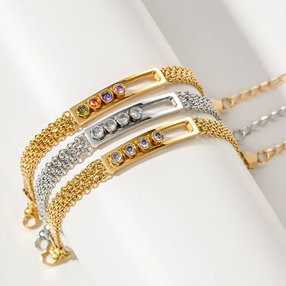 Aretas Fashion Colorful Zircon Inlaid Sliding Titanium Steel Temperament Women'S Bracelet Stainless Steel Chain Bracelet
Aretas Fashion Colorful Zircon Inlaid Sliding Titanium Steel Temperament Women'S Bracelet Stainless Steel Chain Bracelet