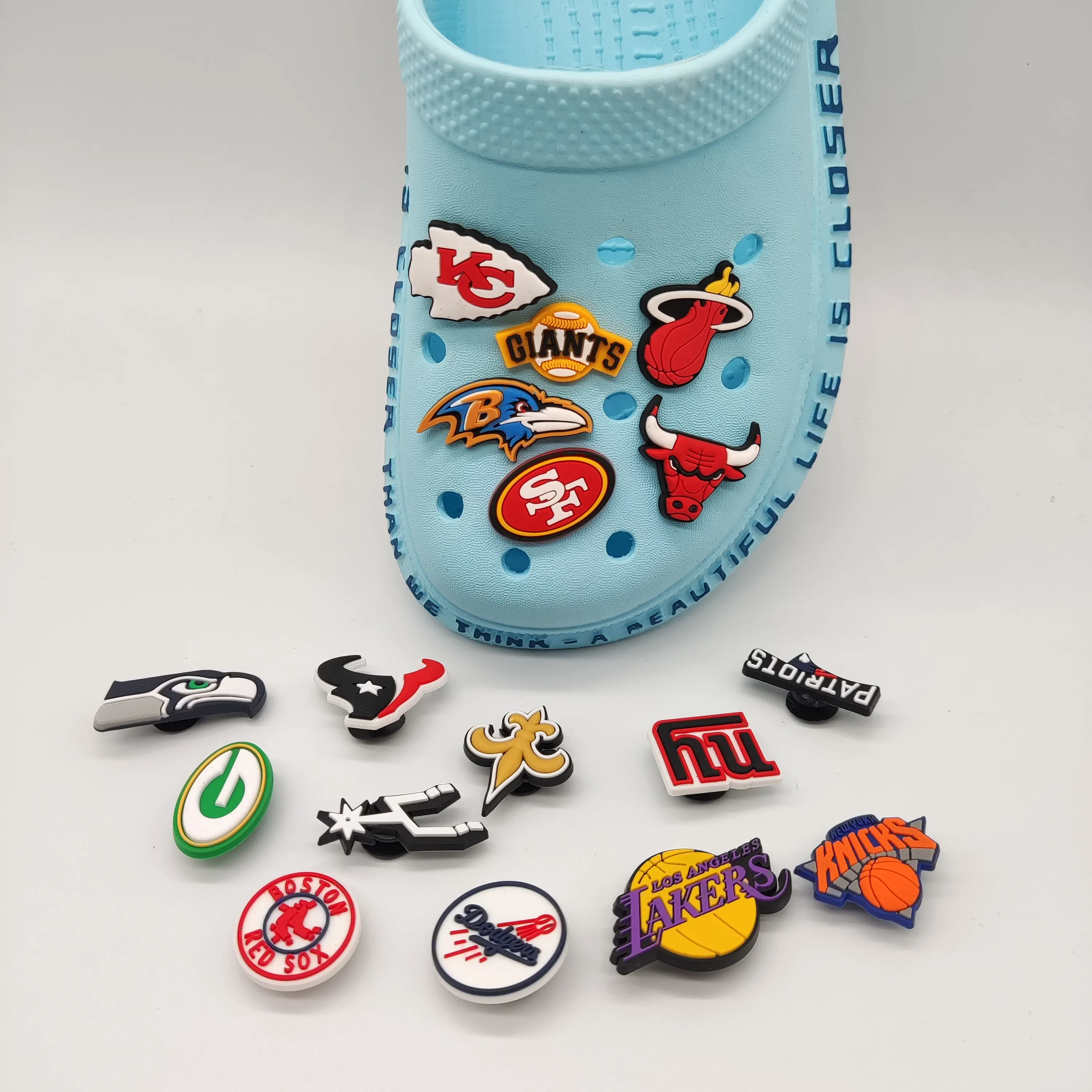 Factory direct sales Basketball team croc charms custom logo wholesale PVC new decor cartoon shoes buckle croc shoe charms
Factory direct sales Basketball team croc charms custom logo wholesale PVC new decor cartoon shoes buckle croc shoe charms