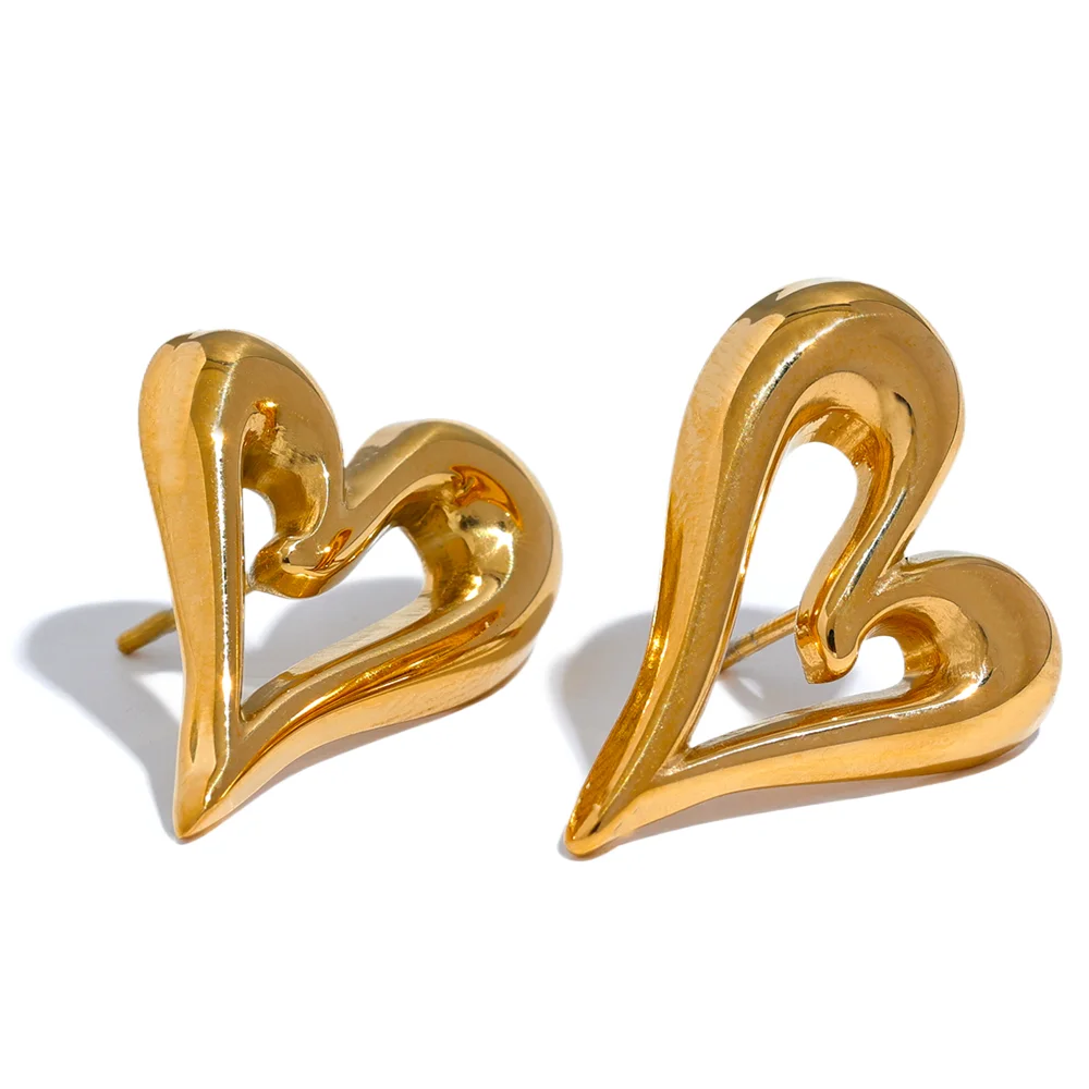 

JINYOU 656 Stainless Steel 316l Heart Love Hollow Stud Earrings Prevent Allergy Romantic Trendy Daily Fashion Jewelry Women Gif