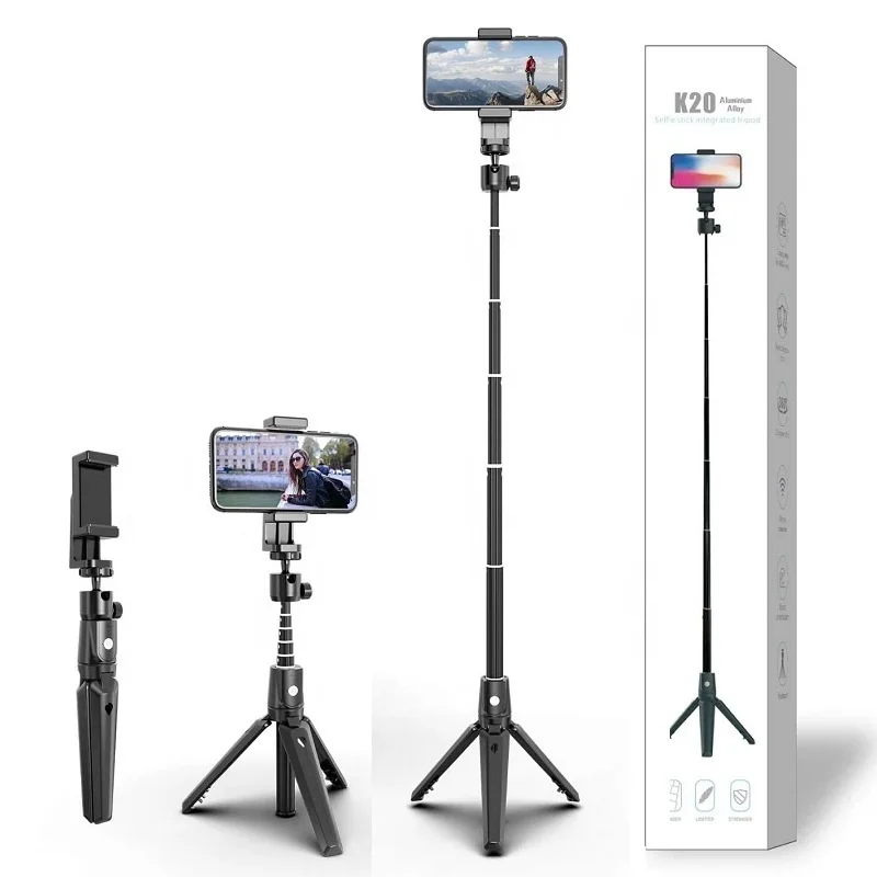K20 Foldable Wireless Remote 3 in 1 Selfie Stick and Tripod Stand with Phone Holder for Smartphone
K20 Foldable Wireless Remote 3 in 1 Selfie Stick and Tripod Stand with Phone Holder for Smartphone