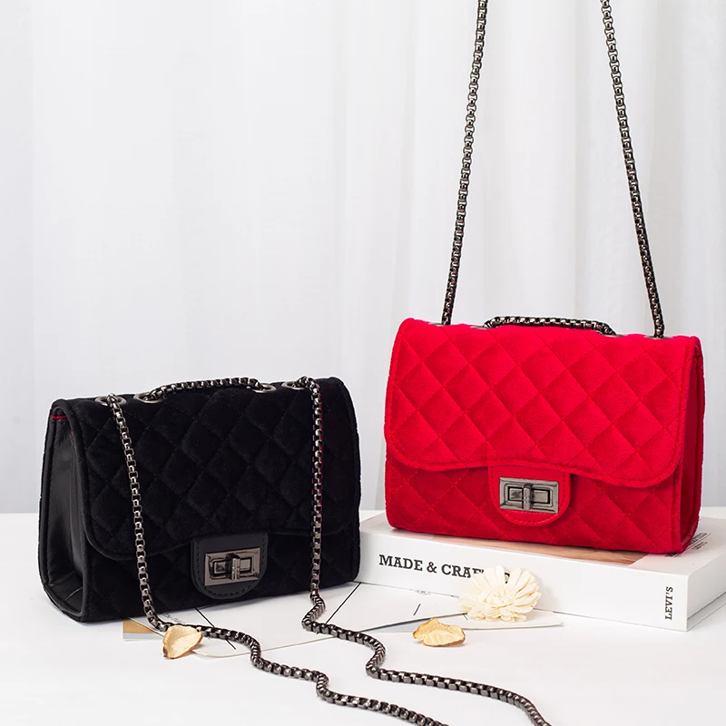 Woolen velvet messenger bag Korean mini one shoulder chain small square bag small fragrance bag, Photo
Woolen velvet messenger bag Korean mini one shoulder chain small square bag small fragrance bag, Photo