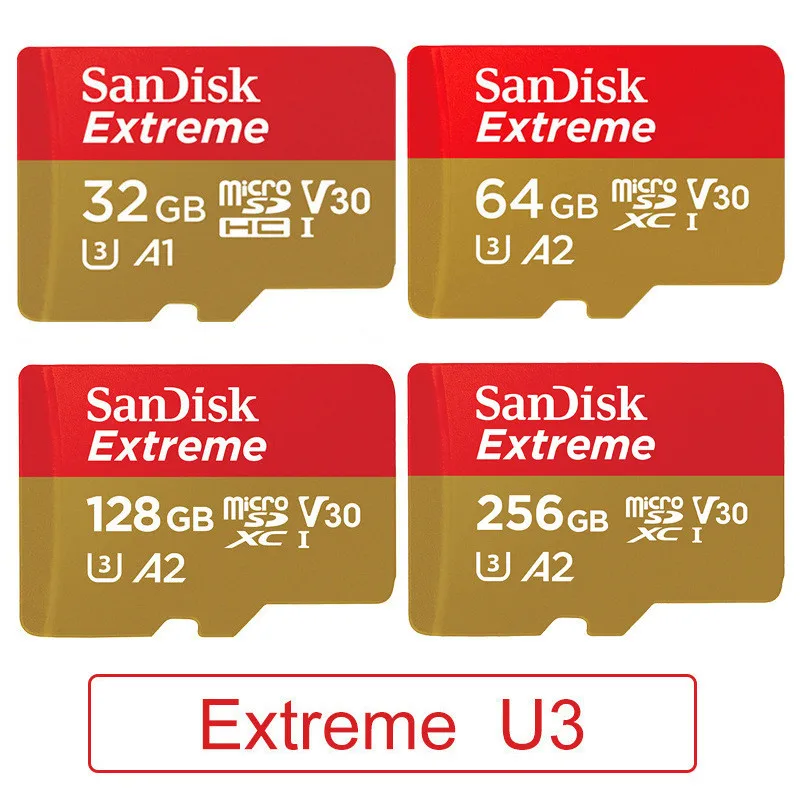 

Original SanDisk A2 Extreme 256gb Micro SD Card 128GB U3 64GB memory card V30 Class10 flash TF Card With 4K HD