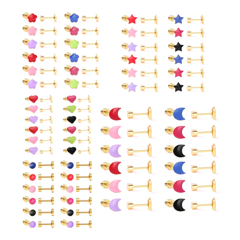 Stainless Steel Heart Flower Children Stud Enamel Earrings Baby Earrings Screw Back Crescent Moon Cartoon Enamel Stud Earrings
Stainless Steel Heart Flower Children Stud Enamel Earrings Baby Earrings Screw Back Crescent Moon Cartoon Enamel Stud Earrings