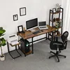 Commercial Metal Frame Simple Design Modern Style Iron Wood Computer Desk Dark Brown Desk Wood Home Office Furniture Collections
