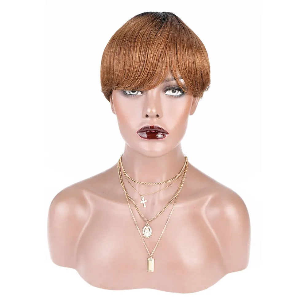 Natural Short Pixie Wig 100% Brazilian Human Hair Wig with Bangs for Black Women OT1B/30 color
Natural Short Pixie Wig 100% Brazilian Human Hair Wig with Bangs for Black Women OT1B/30 color