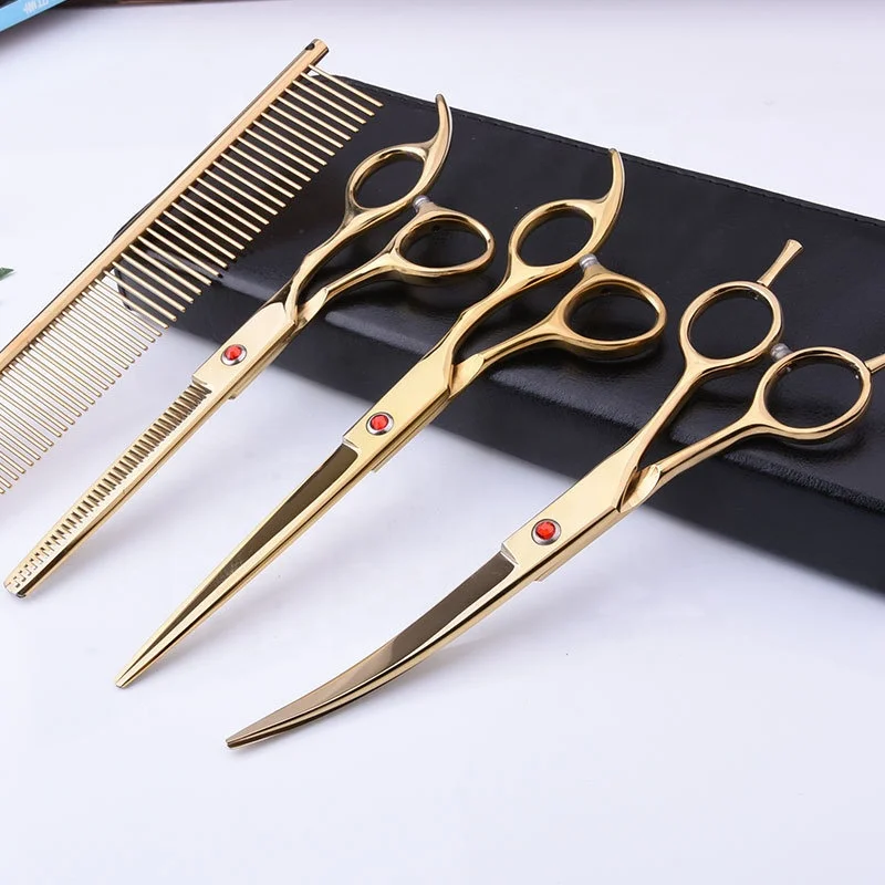 Marigold Pet Scissors 8" Japanese Steel Dog Grooming Scissors Straight Scissors Thinning Shears, As picture
Marigold Pet Scissors 8" Japanese Steel Dog Grooming Scissors Straight Scissors Thinning Shears, As picture