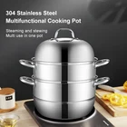 Pot 304 Stainless Steel Kitchen Cooker Multi-layer Cooking Pot With Steamer Drawer Double Bottom Pot