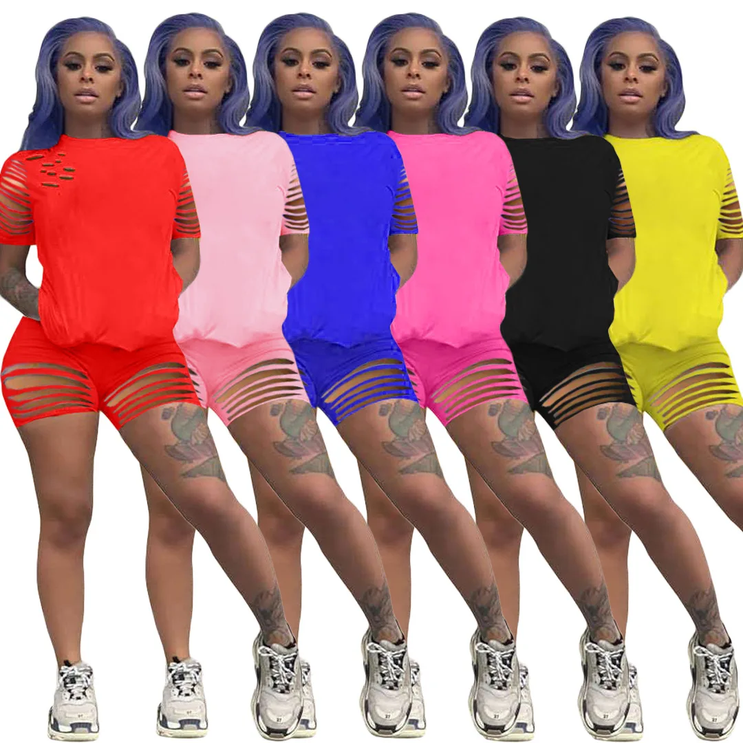 2021 New 2 Piece Set Women Clothing Wholesale Summer Solid Color Ripped Holes Lounge Women Shorts Set
2021 New 2 Piece Set Women Clothing Wholesale Summer Solid Color Ripped Holes Lounge Women Shorts Set