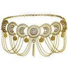 2019 Retro folk style tassel exaggerated waist chain dance silver body chain