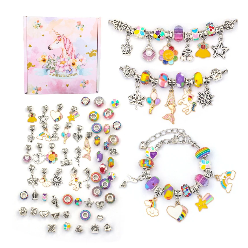 Unicorn/Mermaid Crafts Gift Set for Girls Charm Bracelet Jewelry Making Kit with Beads, Pink, blue, purple, green, red, colorful
Unicorn/Mermaid Crafts Gift Set for Girls Charm Bracelet Jewelry Making Kit with Beads, Pink, blue, purple, green, red, colorful