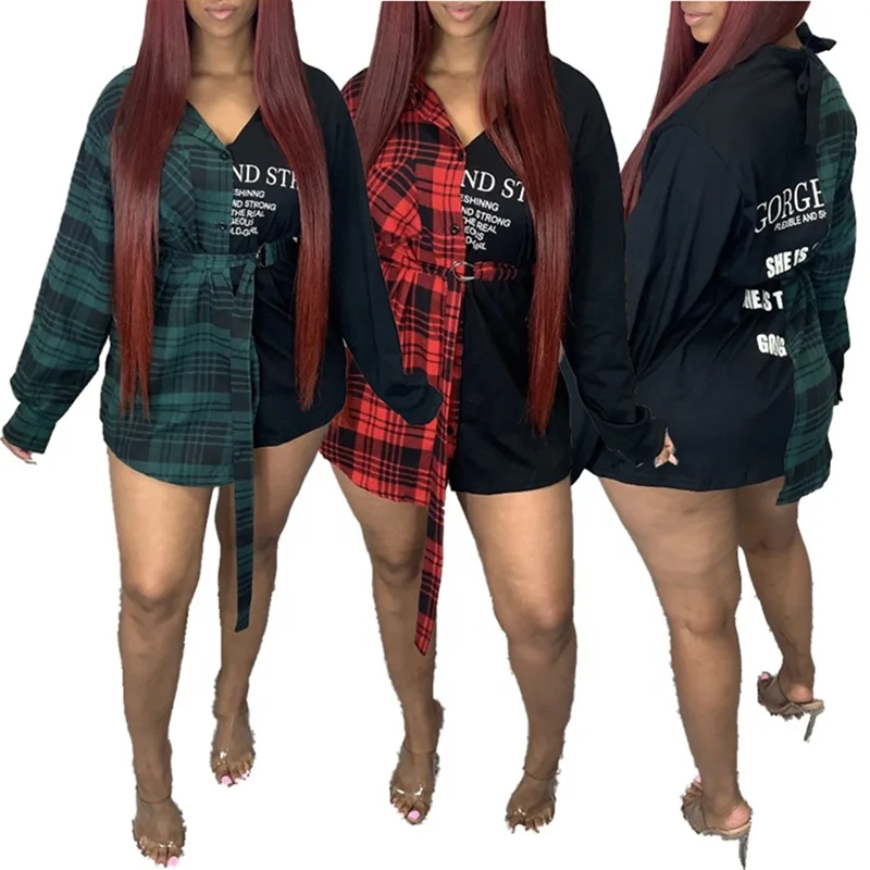 Color Block Long Sleeve Plaid Shirt For Women Blouses, Green, red 
Color Block Long Sleeve Plaid Shirt For Women Blouses, Green, red