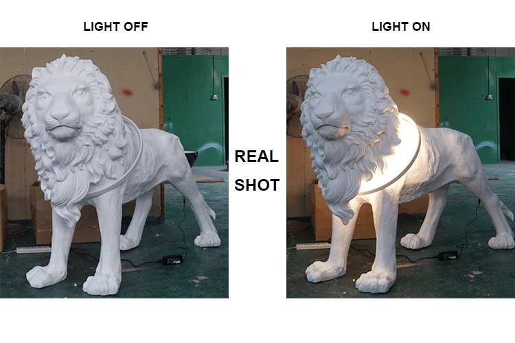Modern LED Lion Resin LED light Floor White Standing Lamp Living Room Home Decor