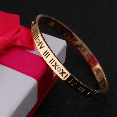 Korean fashion titanium steel roman numeral zircon bracelet female stainless steel hollow rose gold couple open bracelet
Korean fashion titanium steel roman numeral zircon bracelet female stainless steel hollow rose gold couple open bracelet