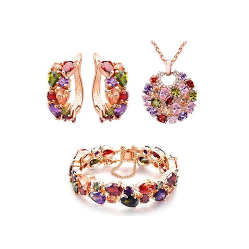 Jachon Jewelry set Stylish Water Drop Crystal African Jewelry Bridal necklace set colorful zircon three piece set, As picture
Jachon Jewelry set Stylish Water Drop Crystal African Jewelry Bridal necklace set colorful zircon three piece set, As picture