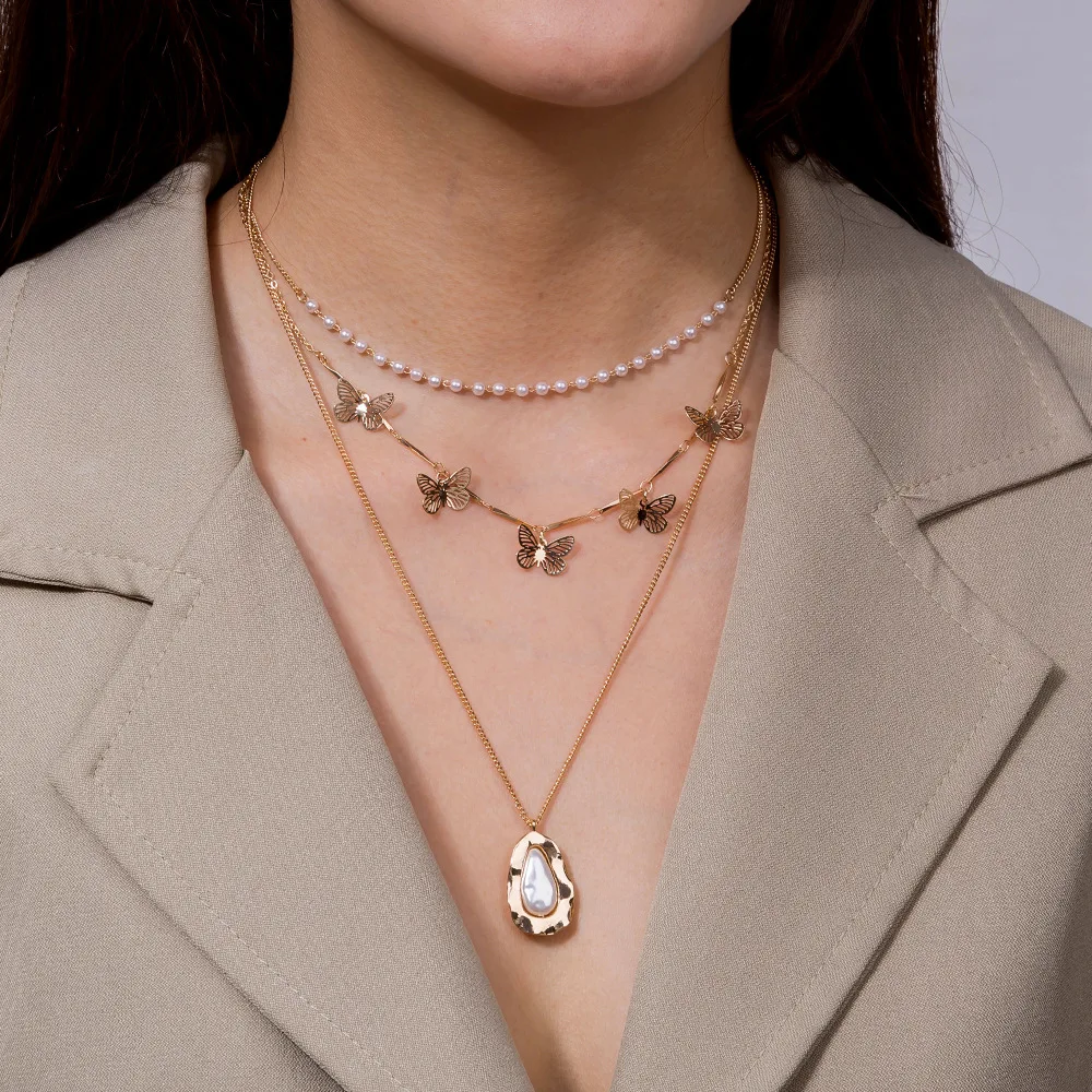 gold multi butterfly pendant pearl necklace five butterfly charm pendant layered necklace water pearl drop three layer necklace, Picture
gold multi butterfly pendant pearl necklace five butterfly charm pendant layered necklace water pearl drop three layer necklace, Picture