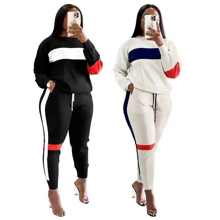 Fashion Striped Long Sleeve Fall Winter Tops Sports Workout Clothes Tracksuits Woman 2 Piece Sweatshirt Jogging Jogger Pants Set
Fashion Striped Long Sleeve Fall Winter Tops Sports Workout Clothes Tracksuits Woman 2 Piece Sweatshirt Jogging Jogger Pants Set