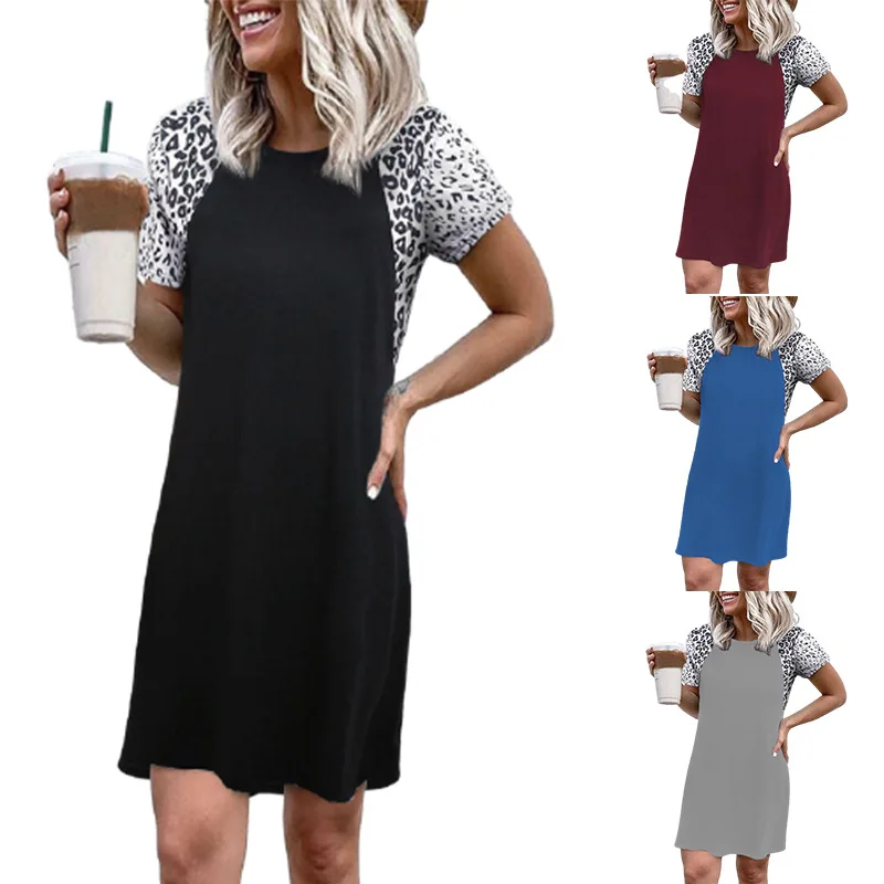 2021 spring and summer hot-selling round neck leopard print stitching short sleeve casual dress women casual women clothing, 9 color
2021 spring and summer hot-selling round neck leopard print stitching short sleeve casual dress women casual women clothing, 9 color