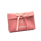 High Quality Custom Logo Luxury Envelope flap faux Suede Jewelry Packaging Pouch with bow-knot