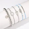 Fashion Jewelry anchor lotus leaf alloy charm 5 pieces suit bead bracelet