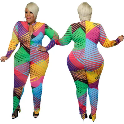 Irregularly striped printed zipper plus size jumpsuit for women 5XL home wear ladies sports tight stretch colorful jumpsuit
Irregularly striped printed zipper plus size jumpsuit for women 5XL home wear ladies sports tight stretch colorful jumpsuit
