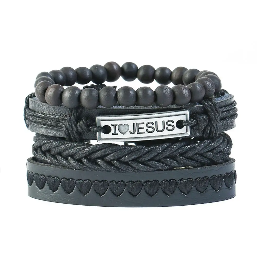 New Religious Ornament Christianity Leather Bracelet Men's Woven Simple Pulseira I Love Jesus Leather Bracelet, Same as picture
New Religious Ornament Christianity Leather Bracelet Men's Woven Simple Pulseira I Love Jesus Leather Bracelet, Same as picture