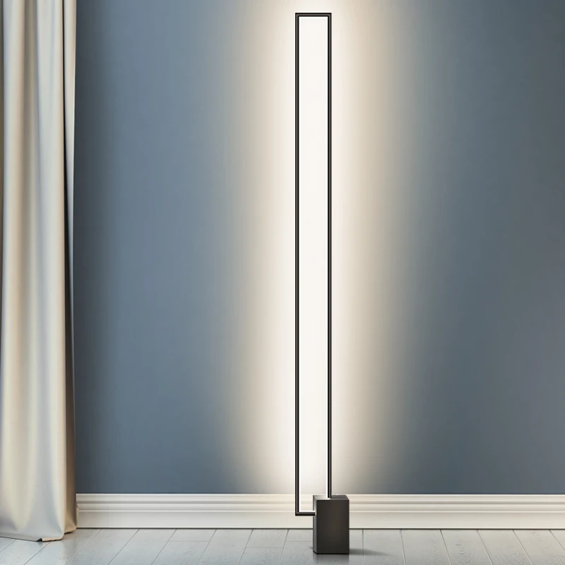 Modern design linear slim steel marble base stand lamp dimmable for living room LED floor light